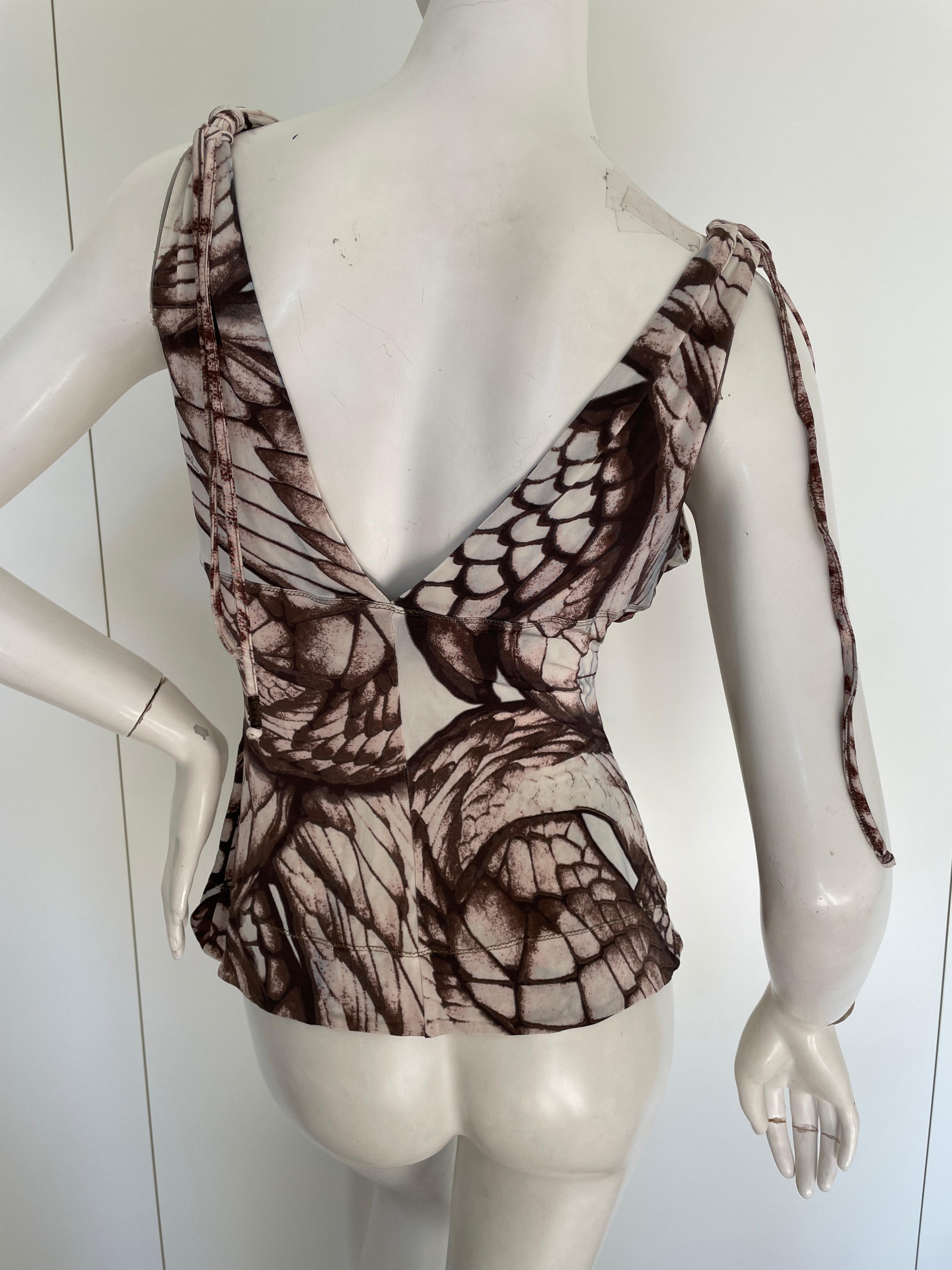Just Cavalli Sexy top vintage con estampado de serpiente y anillo de latón by Roberto Cavalli en venta 2