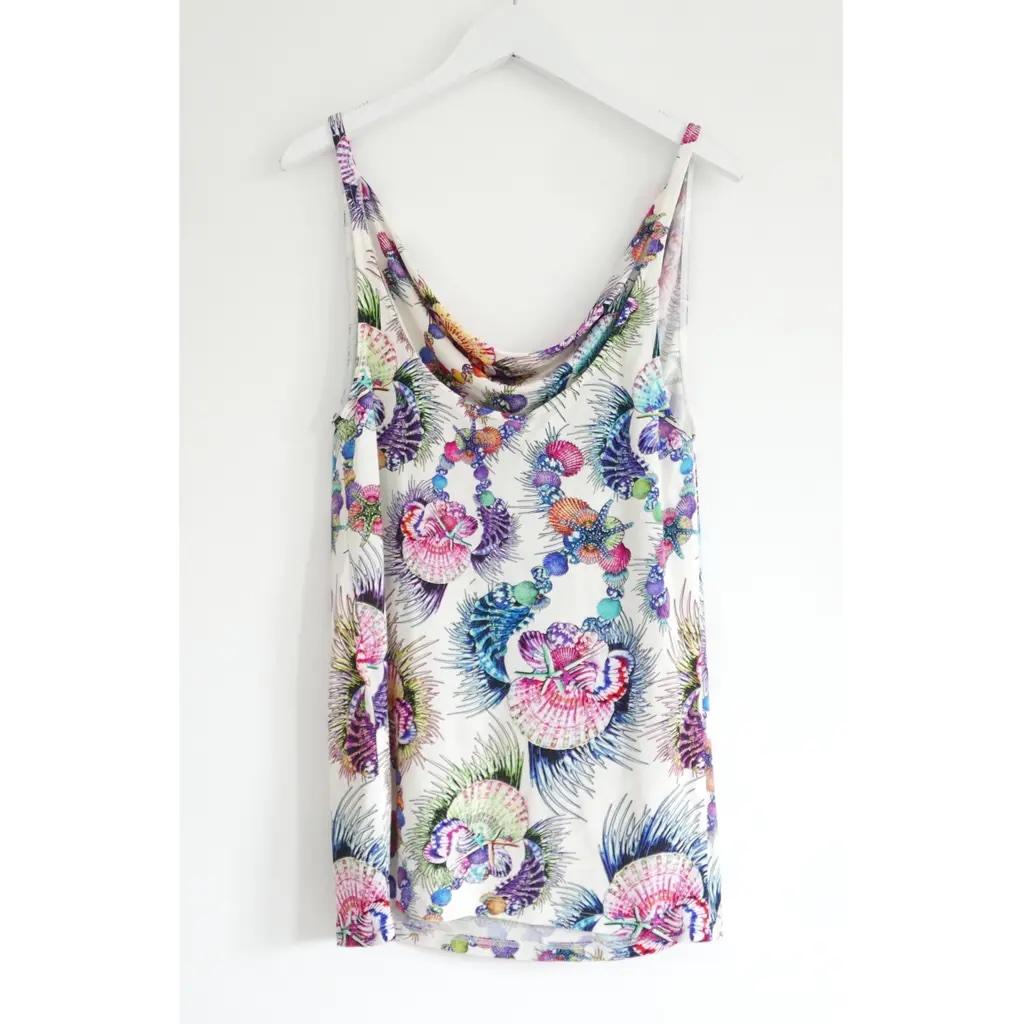 Chaleco de punto con cuello drapeado y estampado de conchas Just Cavalli Gris en venta