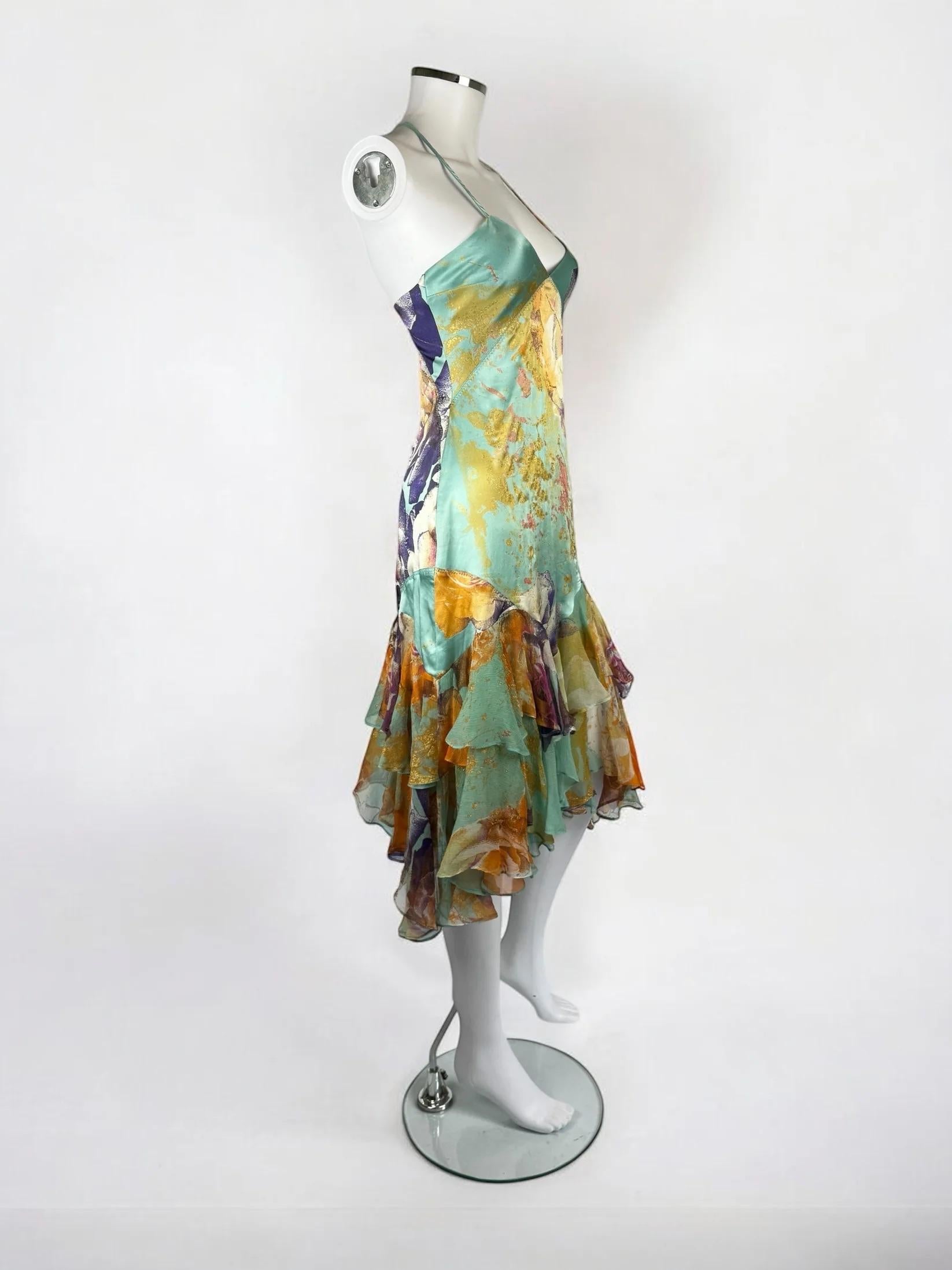 Vestido floral de seda Just Cavalli, c. 2004 en venta 3