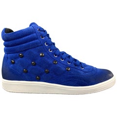 JUST CAVALLI Size 10.5 Quilted Royal Blue High Top Sneakers