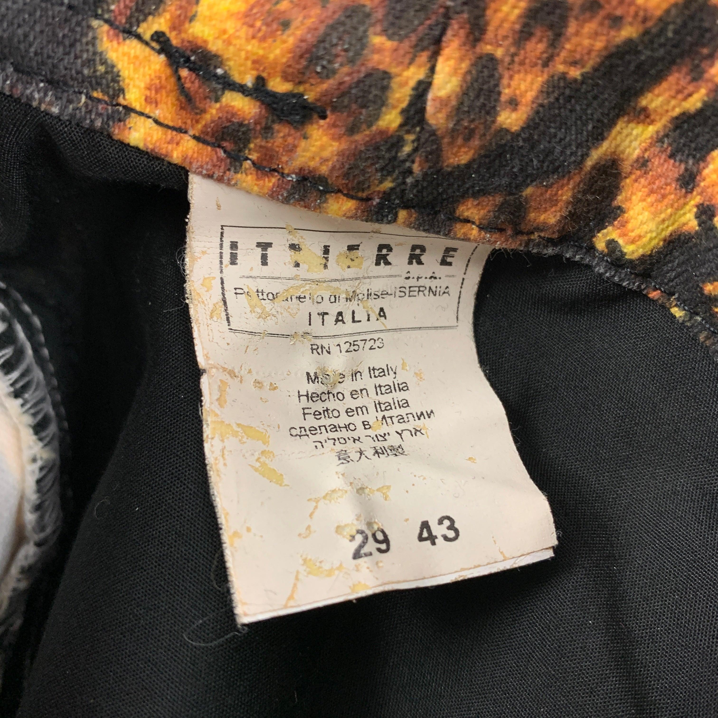 Just Cavalli Taille 29 Pantalon décontracté en coton zippé imprimé graphique jaune et noir Bon état - En vente à San Francisco, CA