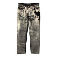 JUST CAVALLI Size 30 Black and Silver Metallic Painted Denim Pistol Jeans  at 1stDibs | just cavalli jeans