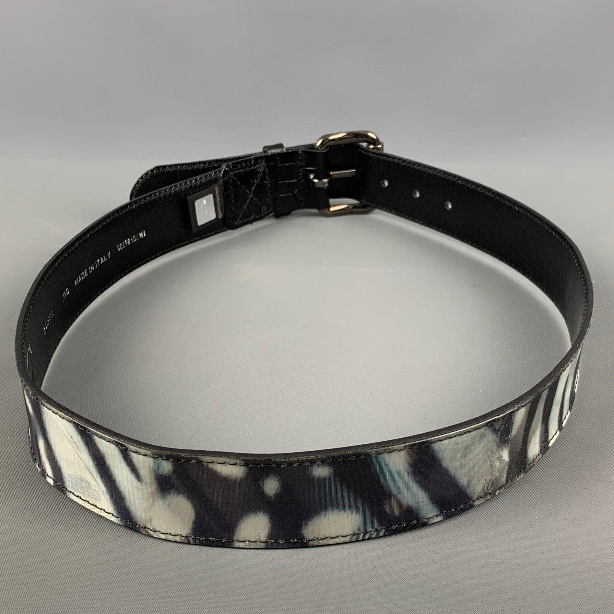 Women's JUST CAVALLI Size 32 Black White Zebra Leather Acetate Belt For Sale