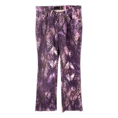 JUST CAVALLI Size 32 Purple Snake Print Denim Button Fly Jeans