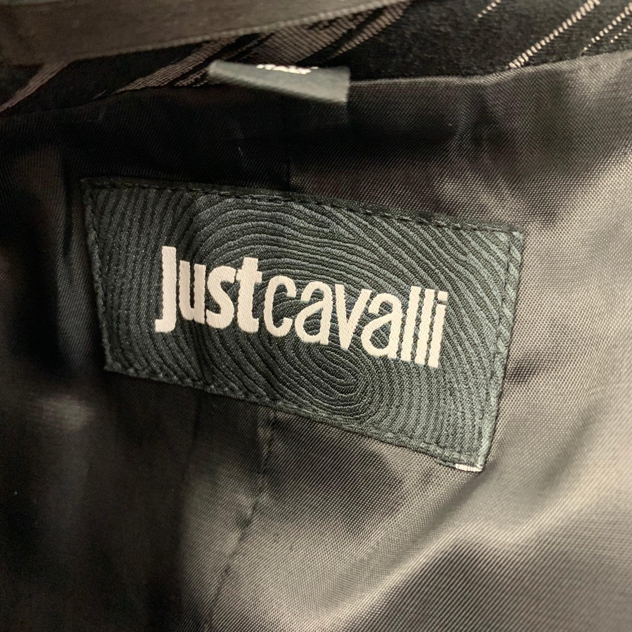 JUST CAVALLI Size 38 Black Grey Jacquard Wool Blend Peak Lapel Sport Coat For Sale 5