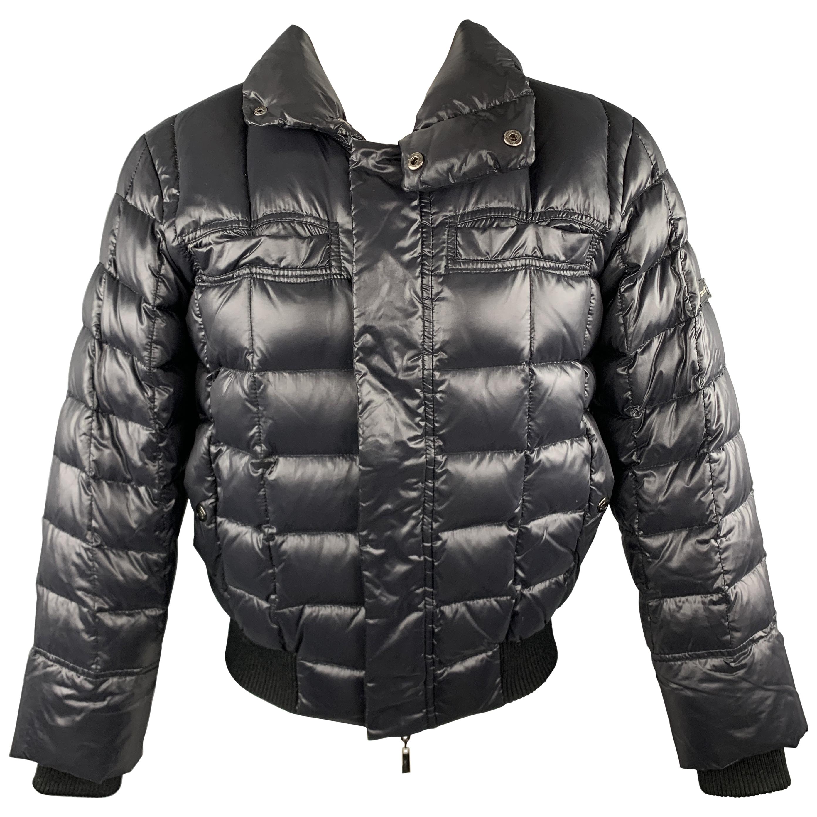 JUST CAVALLI Size 38 Black Quilted High Collar Puffer Jacket