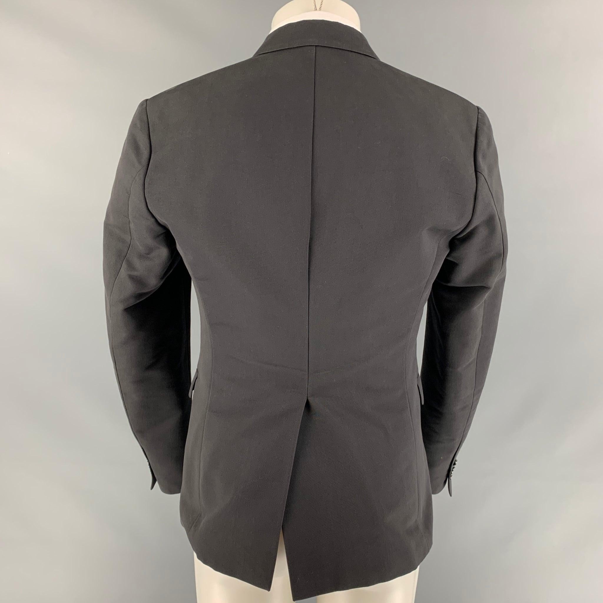JUST CAVALLI Size 38 Black Studded Cotton Peak Lapel Sport Coat For Sale 1