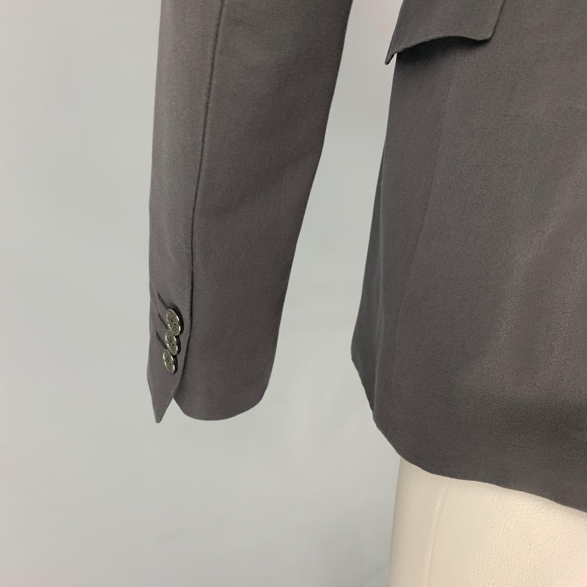 JUST CAVALLI Size 38 Black Studded Cotton Peak Lapel Sport Coat For Sale 2