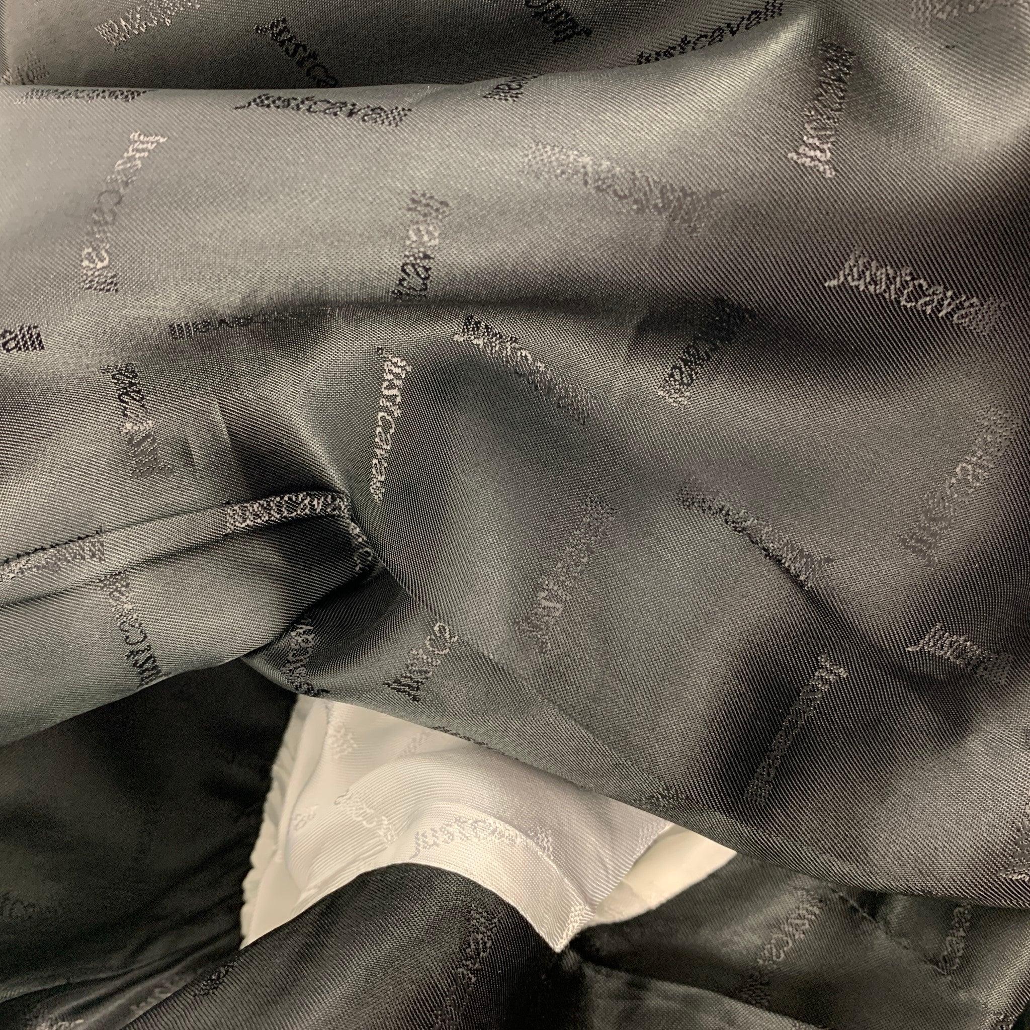 JUST CAVALLI Size 38 Black Studded Cotton Peak Lapel Sport Coat For Sale 3