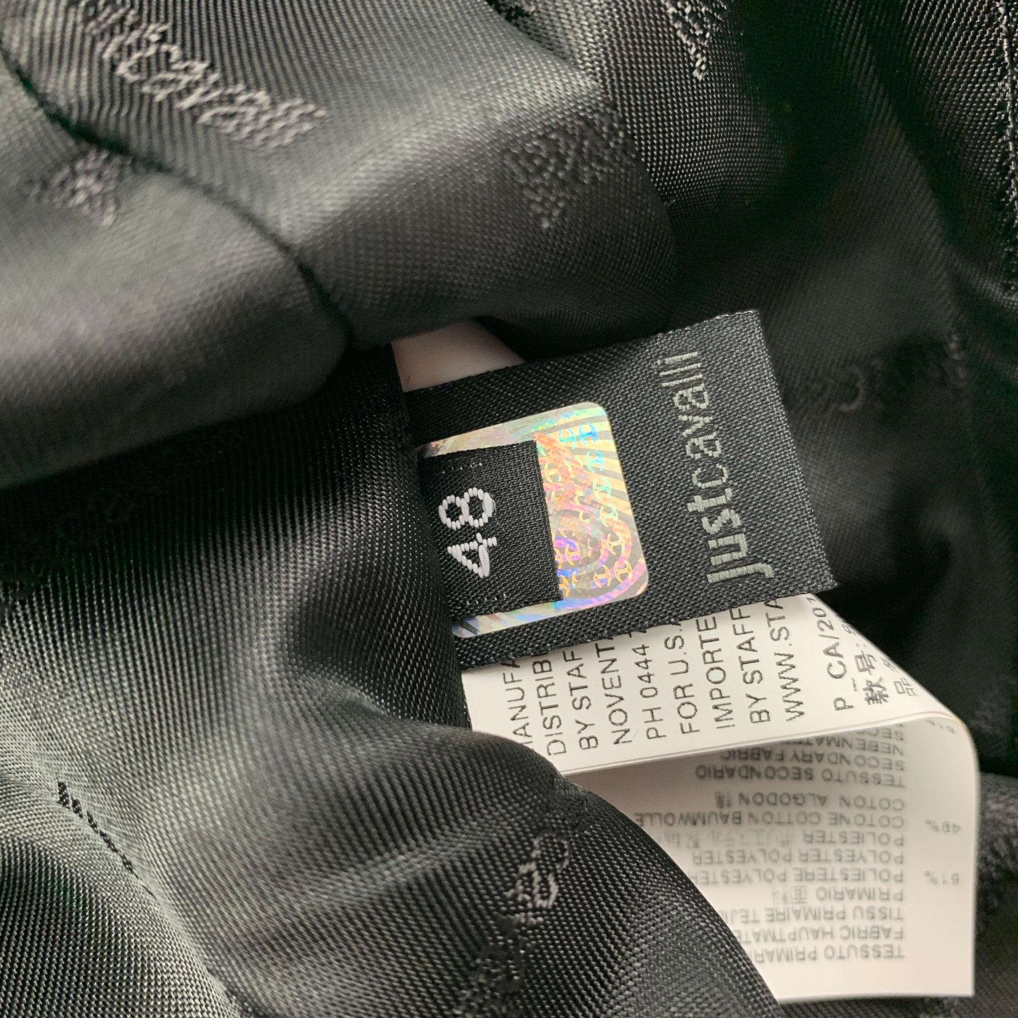 JUST CAVALLI Size 38 Black Studded Cotton Peak Lapel Sport Coat For Sale 4