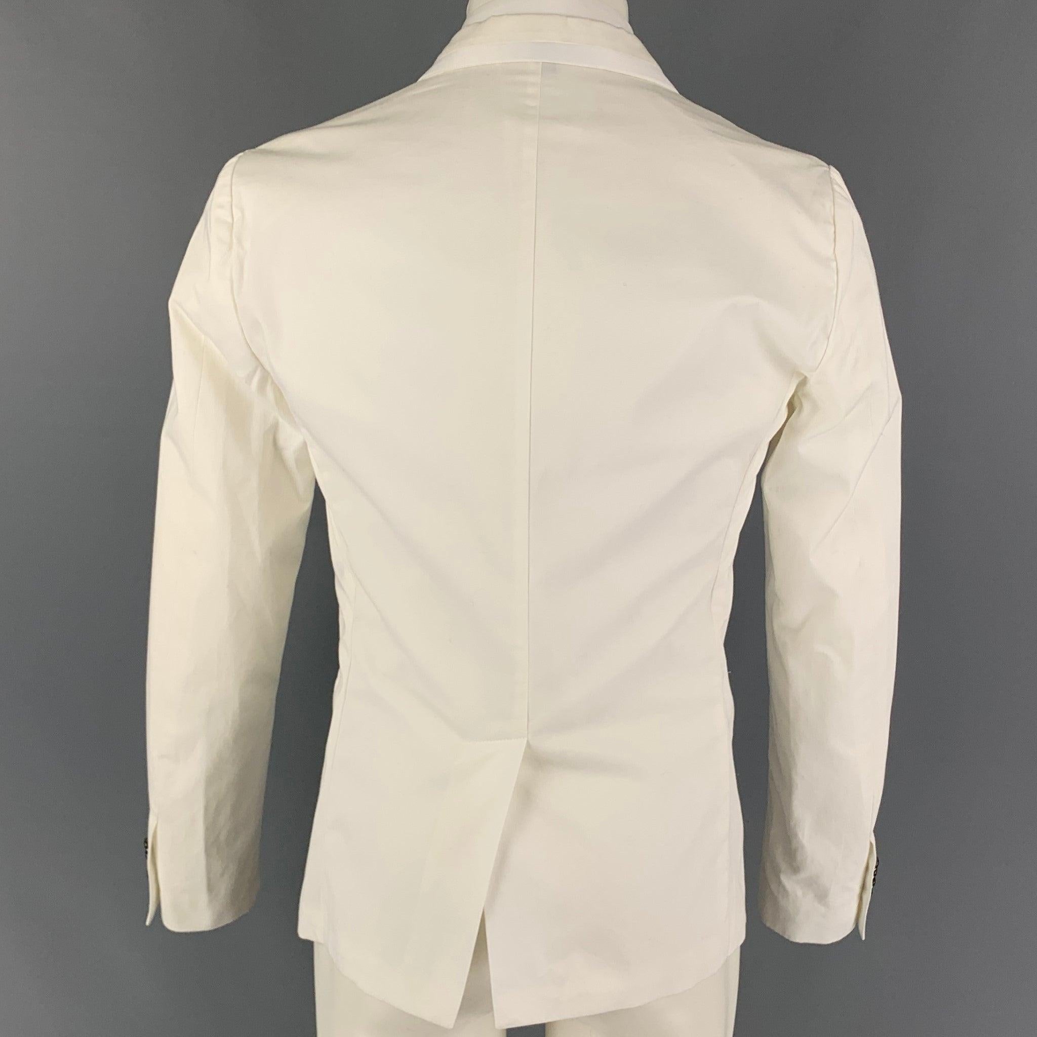 Men's JUST CAVALLI Size 38 White Cotton Peak Lapel Sport Coat For Sale