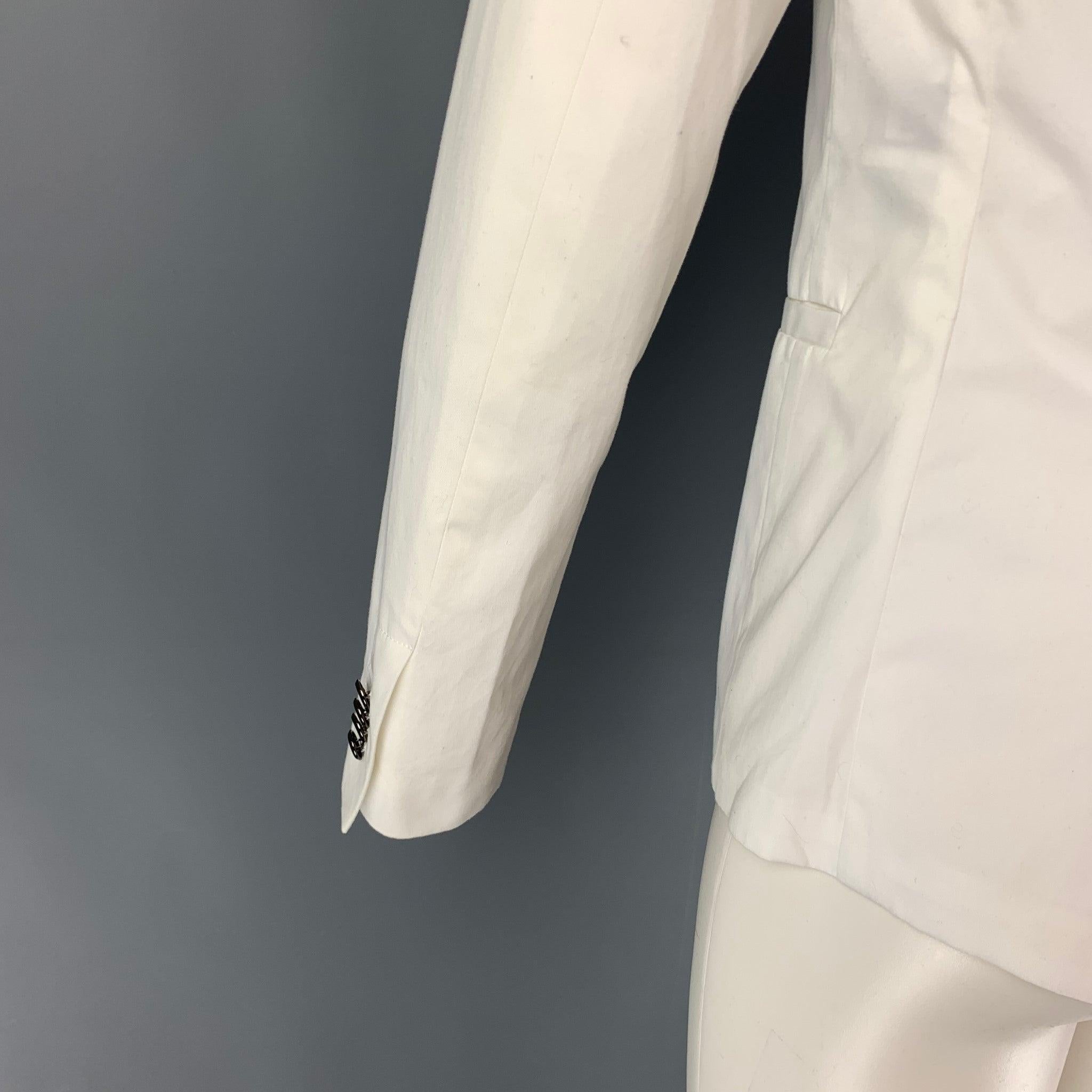 JUST CAVALLI Size 38 White Cotton Peak Lapel Sport Coat For Sale 1