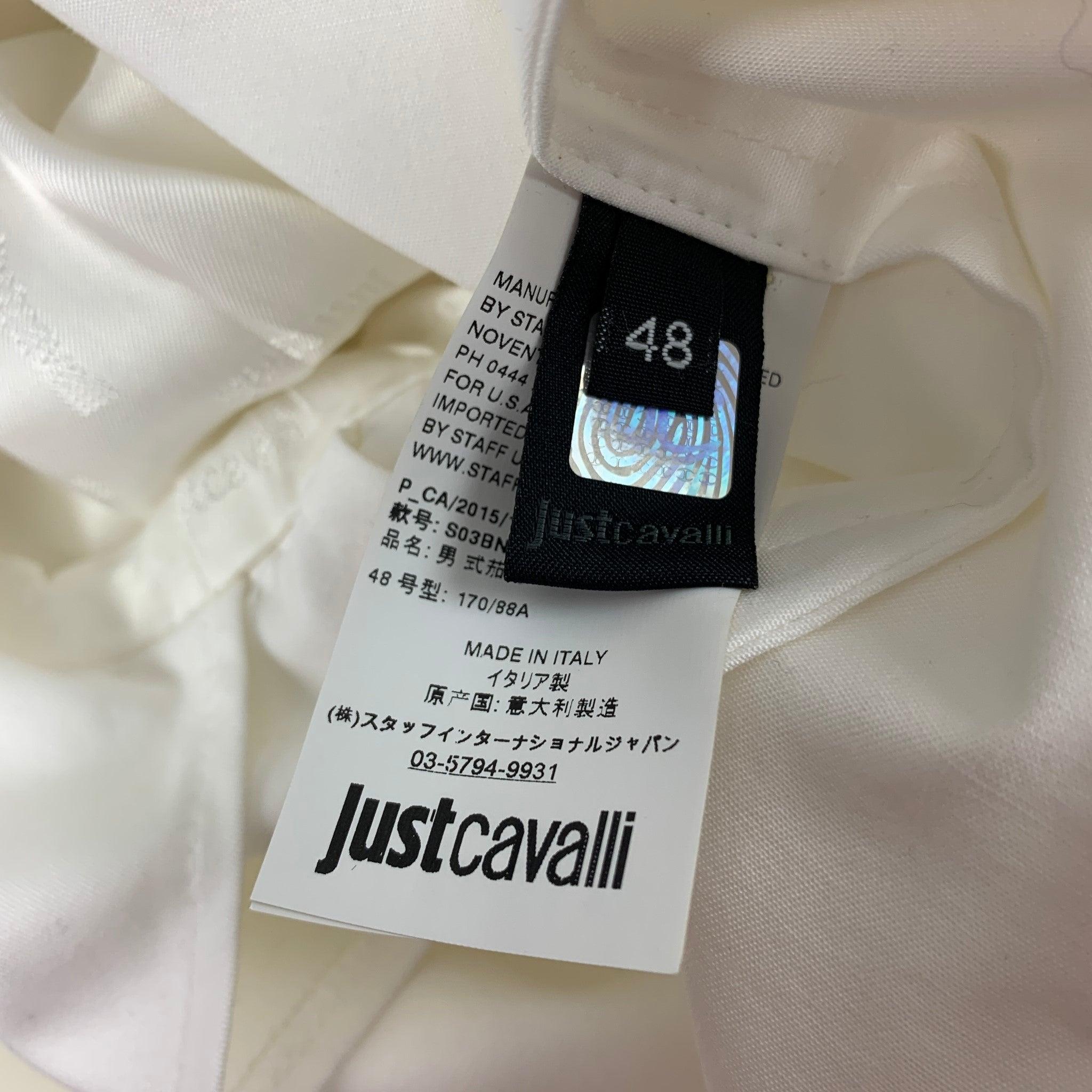 JUST CAVALLI Size 38 White Cotton Peak Lapel Sport Coat For Sale 2