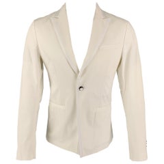 JUST CAVALLI Size 38 White Cotton Peak Lapel Sport Coat