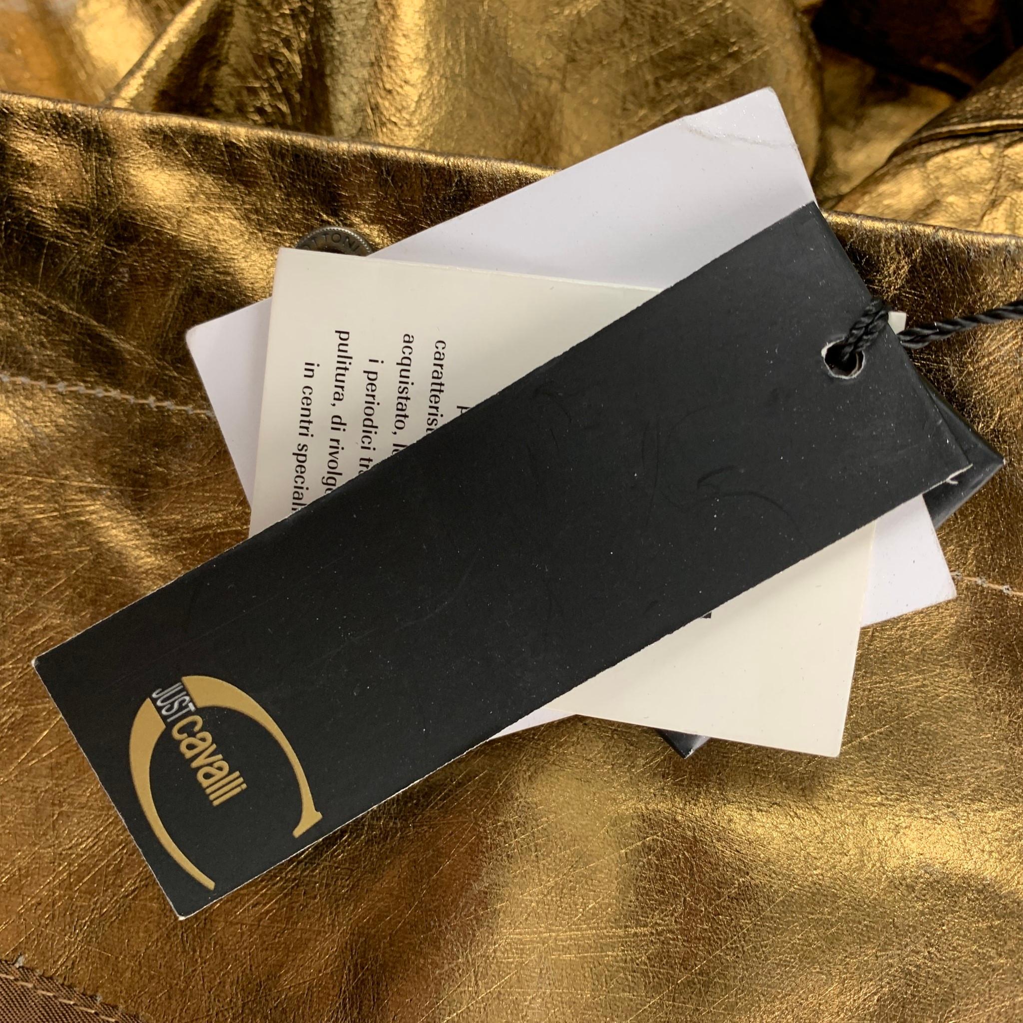 Just Cavalli Taglia 4 Cappotto lungo in pelle metallizzata bronzo 1