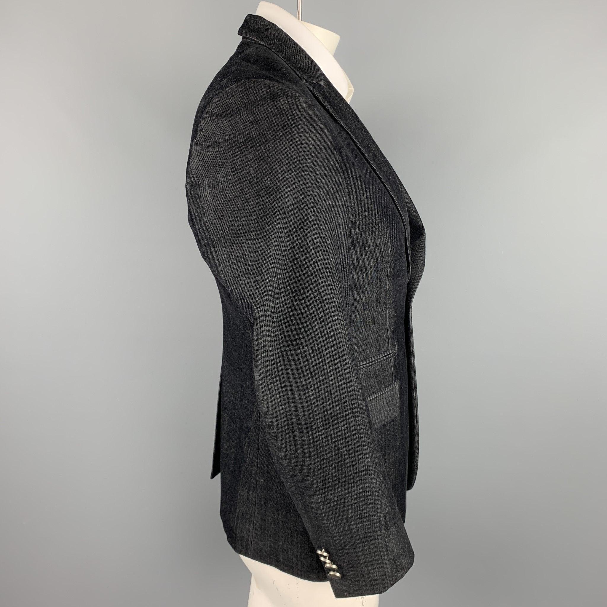 Men's JUST CAVALLI Size 40 Black Textured Polyester Blend Peak Lapel Sport Coat For Sale