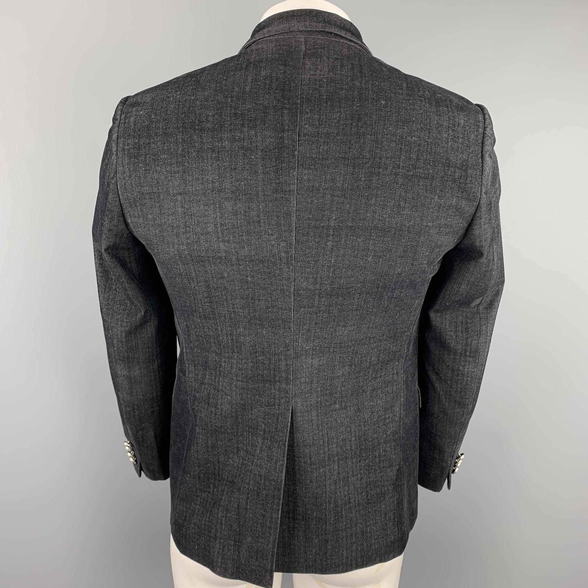 JUST CAVALLI Size 40 Black Textured Polyester Blend Peak Lapel Sport Coat For Sale 1