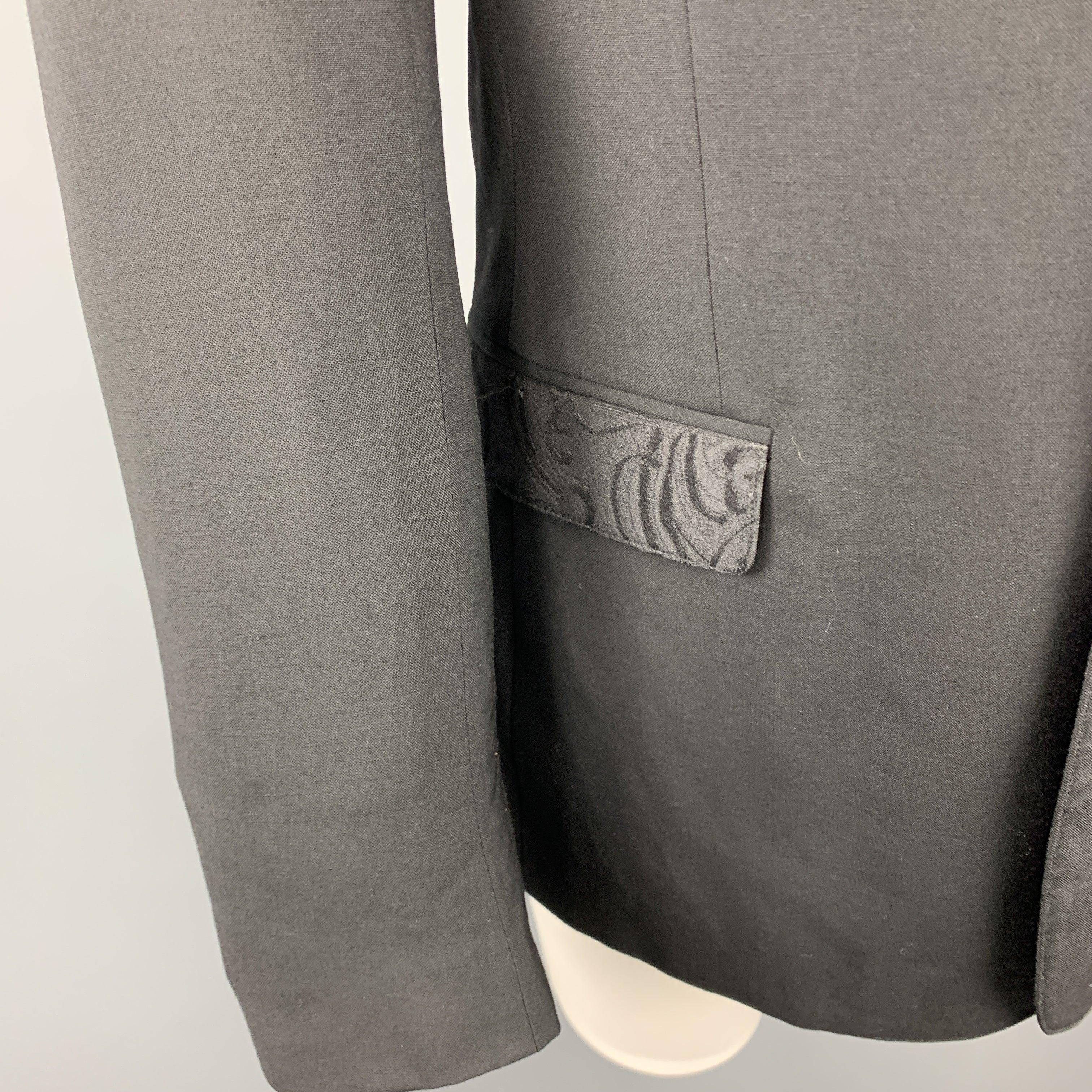 Men's JUST CAVALLI Size 40 Black Wool Lace Notch Lapel Sport Coat For Sale