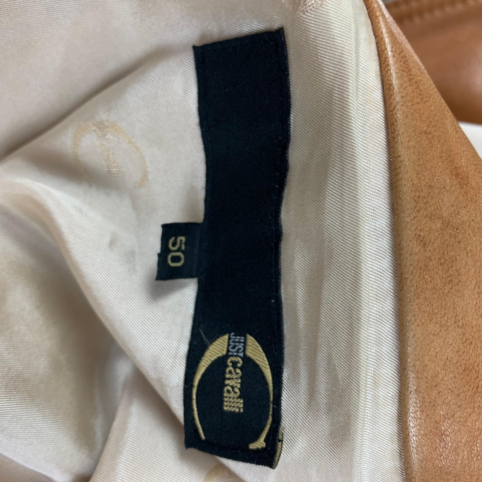 JUST CAVALLI Chaqueta motera de piel envejecida talla 40 color tostado 3