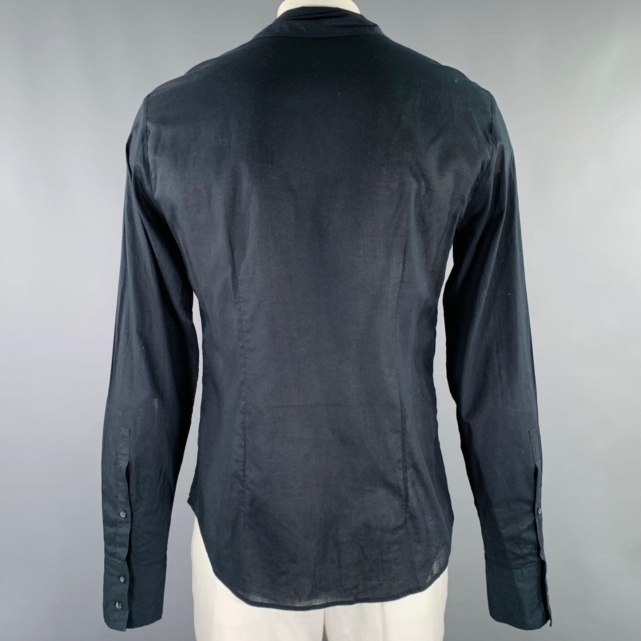 JUST CAVALLI Size 42 Black Gold Embroidery Metal Long Sleeve Shirt For Sale 1