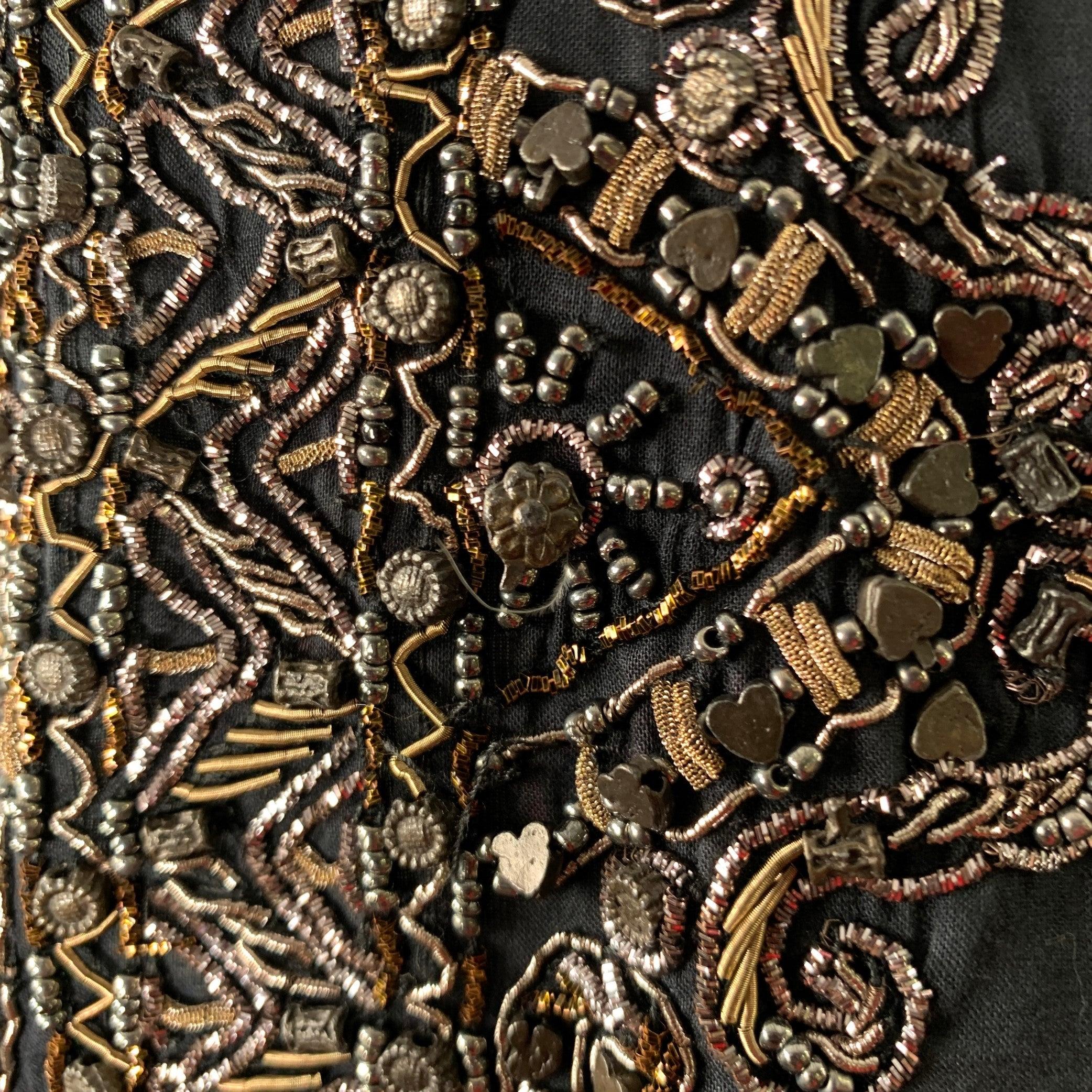 JUST CAVALLI Size 42 Black Gold Embroidery Metal Long Sleeve Shirt For Sale 3