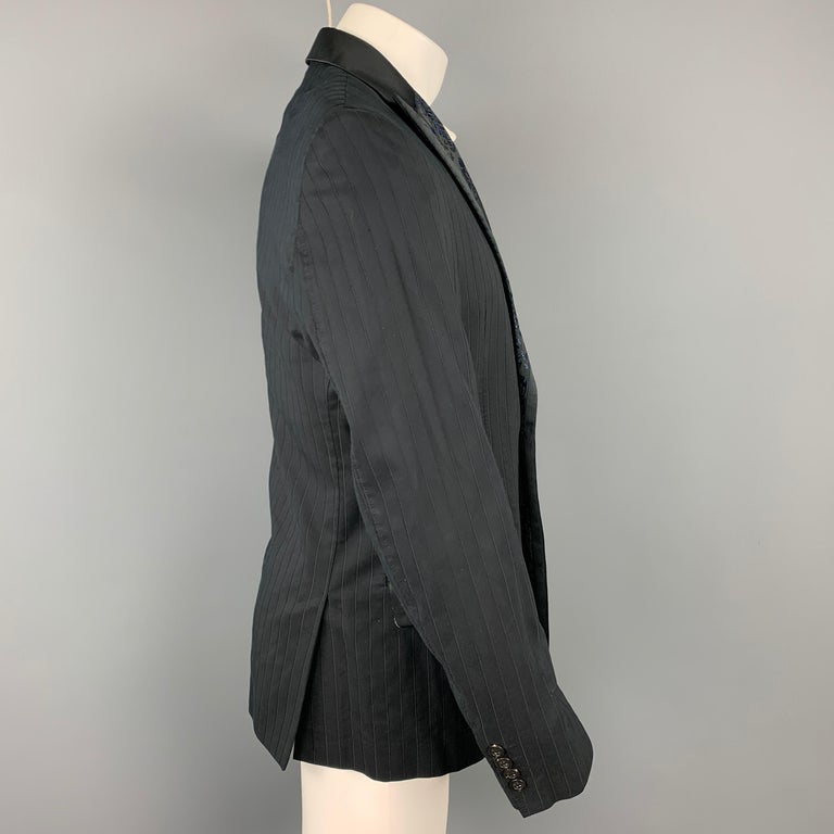 JUST CAVALLI Size 42 Black Stripe Peak Lapel Sport Coat In Good Condition In San Francisco, CA