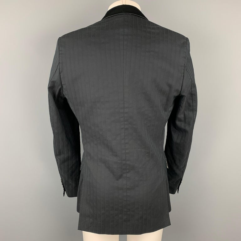 Men's JUST CAVALLI Size 42 Black Stripe Peak Lapel Sport Coat