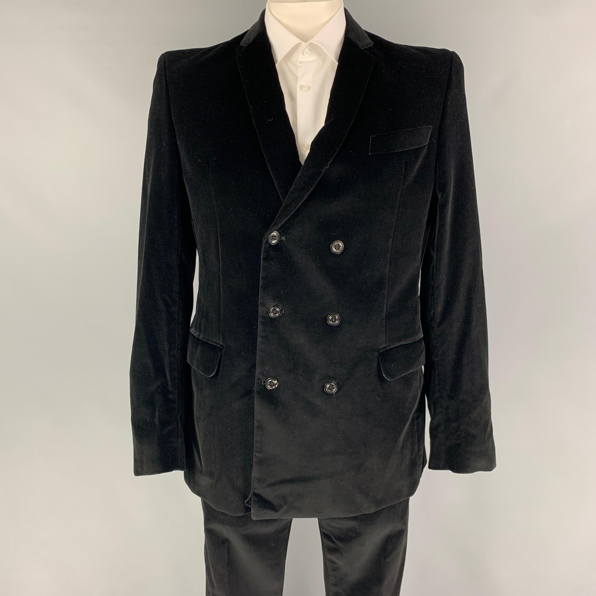 JUST CAVALLI Size 38 Brown Stripe Cotton Blend Notch Lapel 32 28 Suit ...