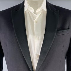 JUST CAVALLI Size 46 Black Cotton Blend Single Breasted Tuxedo