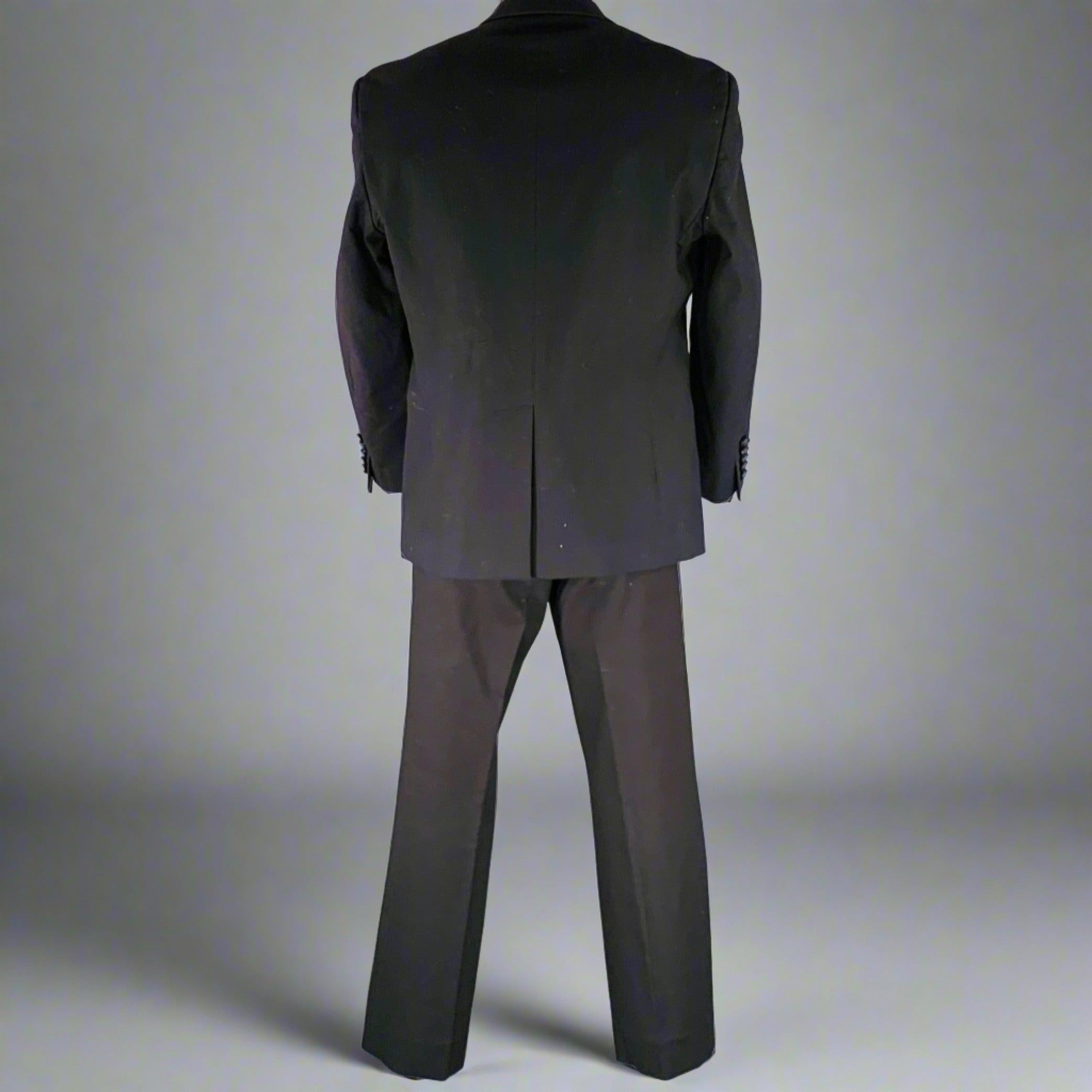 JUST CAVALLI Size 46 Black Cotton Blend Single Breasted Tuxedo For Sale 1