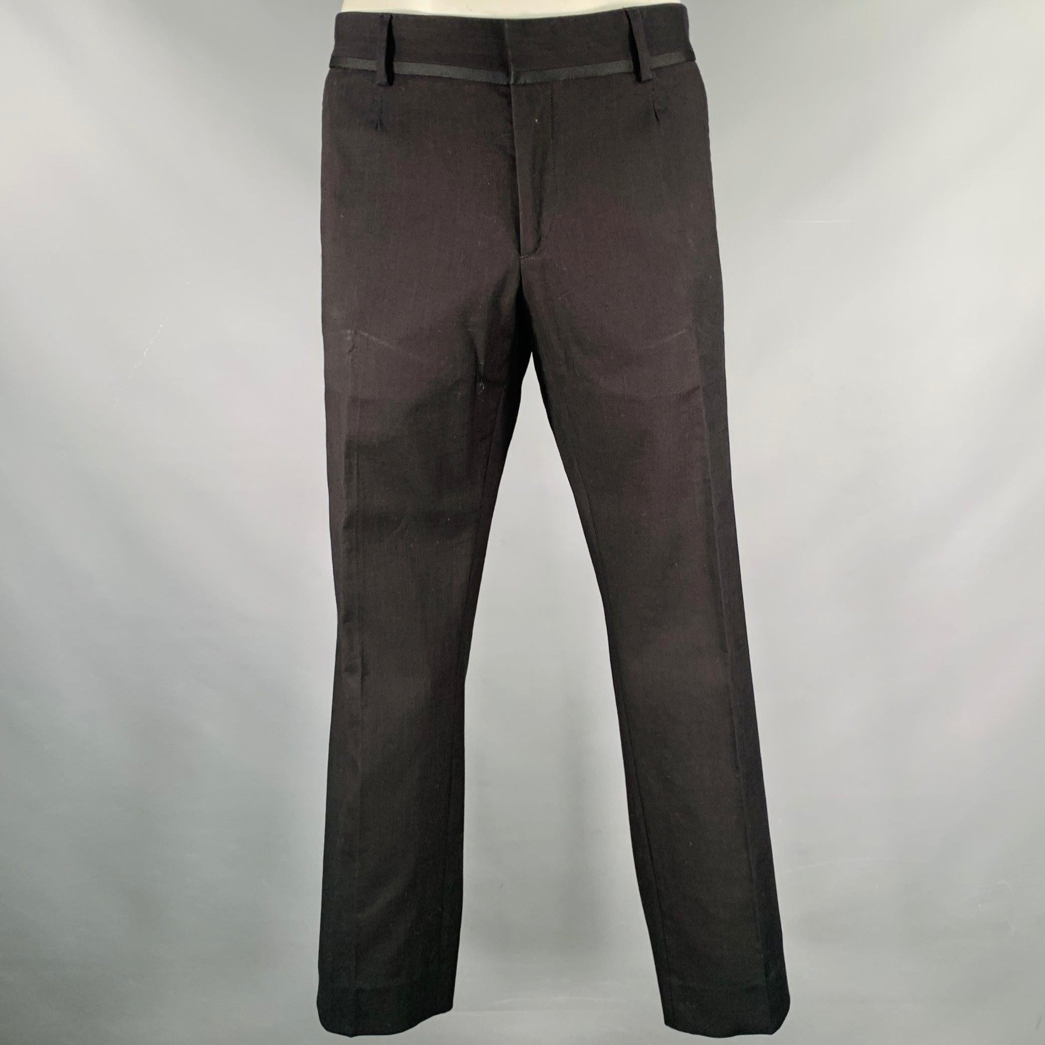 JUST CAVALLI Size 46 Black Cotton Blend Single Breasted Tuxedo For Sale 2