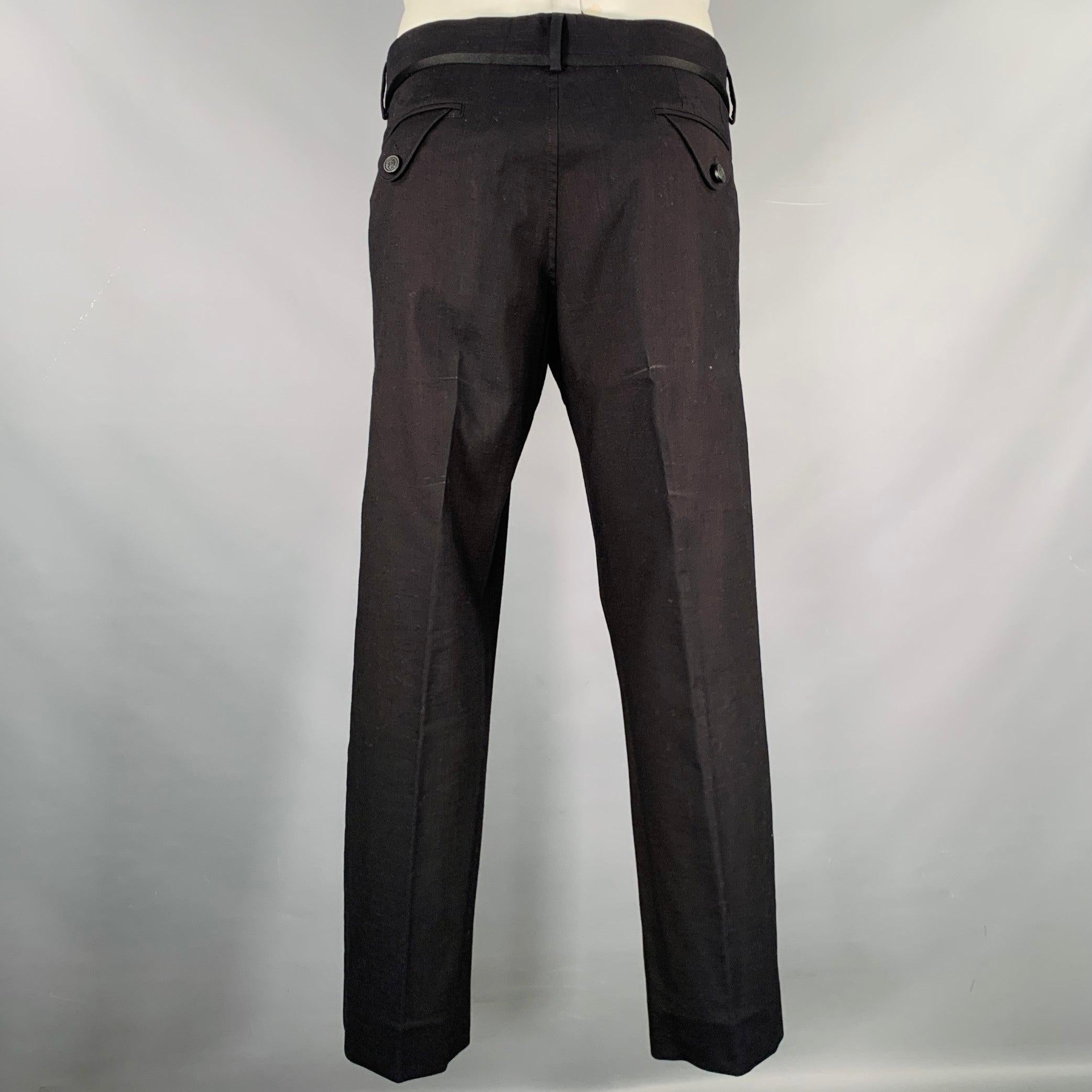 JUST CAVALLI Size 46 Black Cotton Blend Single Breasted Tuxedo For Sale 3