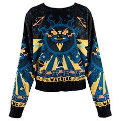 Just Cavalli Taglia 8 Blu Nero Giallo Pullover in misto poliestere