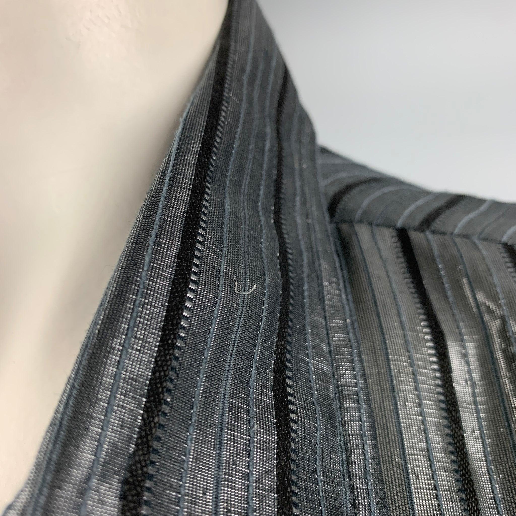 JUST CAVALLI Size L Black Stripe Viscose Blend Button Up Long Sleeve Shirt For Sale 3