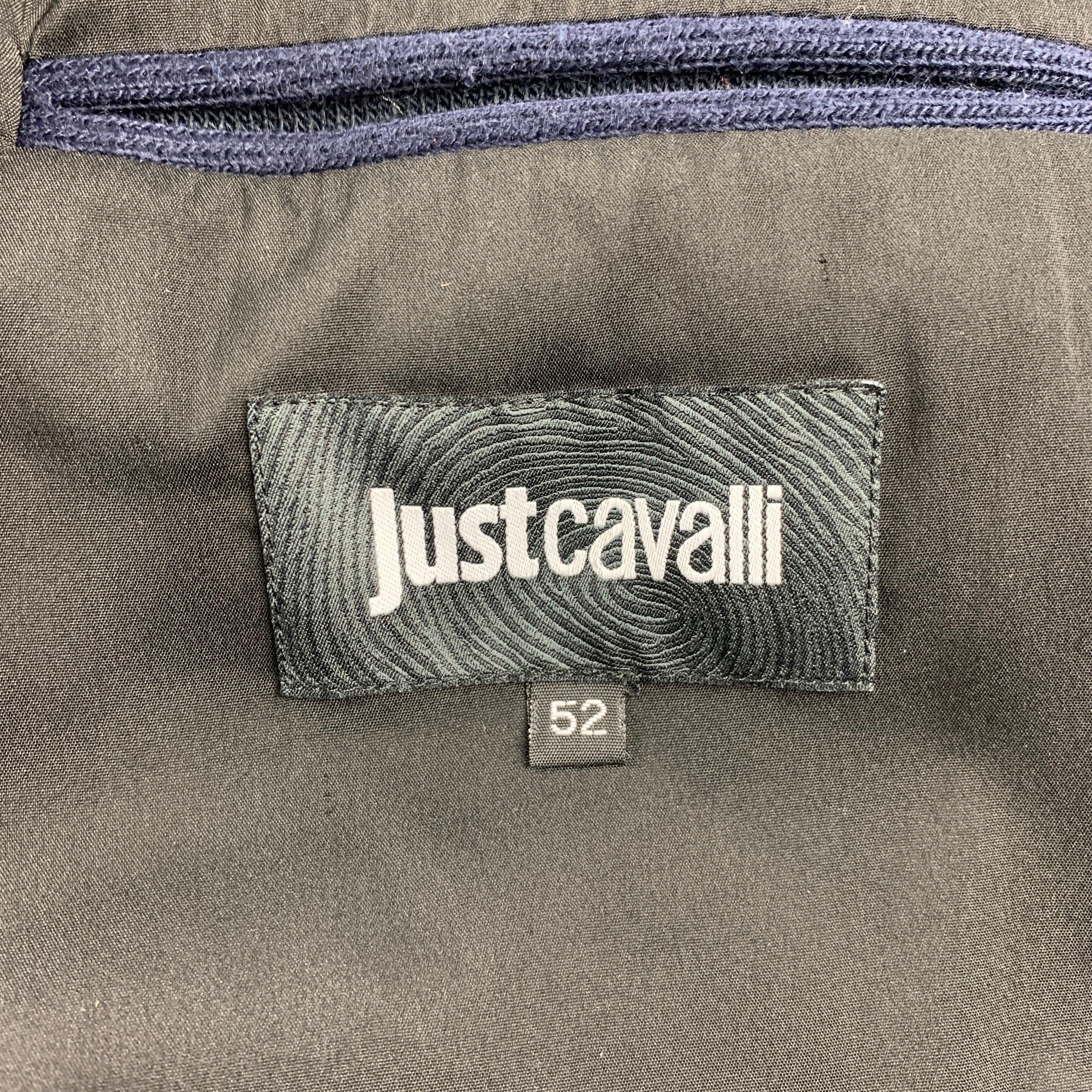 JUST CAVALLI Size L Navy & Grey Color Block Knit Jacket For Sale 1