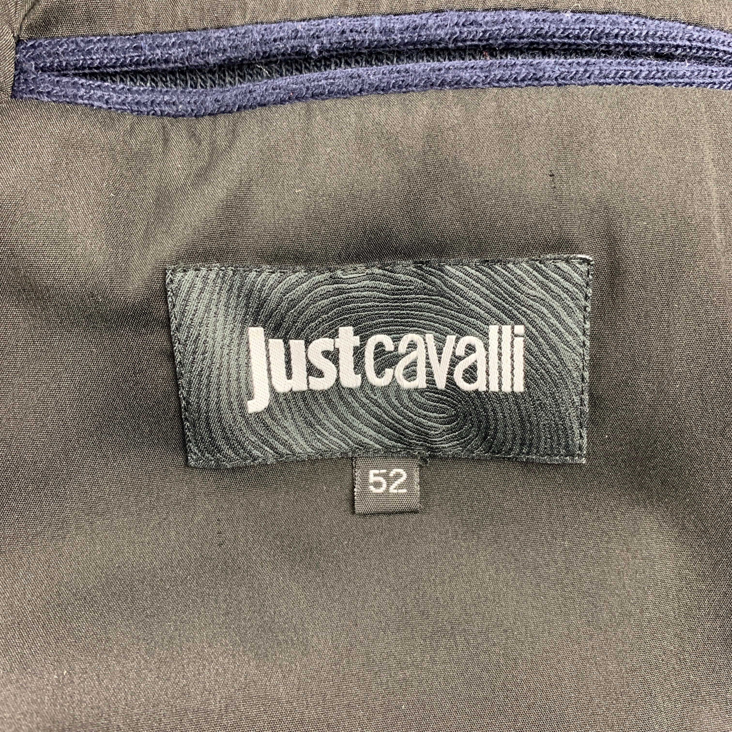 Men's JUST CAVALLI Size L Navy & Grey Color Block Knit Jacket