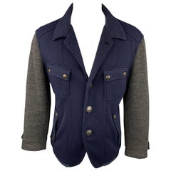 Just Cavalli Taille L Veste en tricot coloré marine et gris