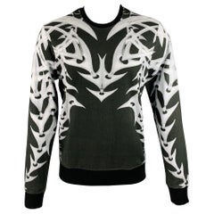 Just Cavalli taglia M 2015 Felpa girocollo in cotone grafica bianca e nera