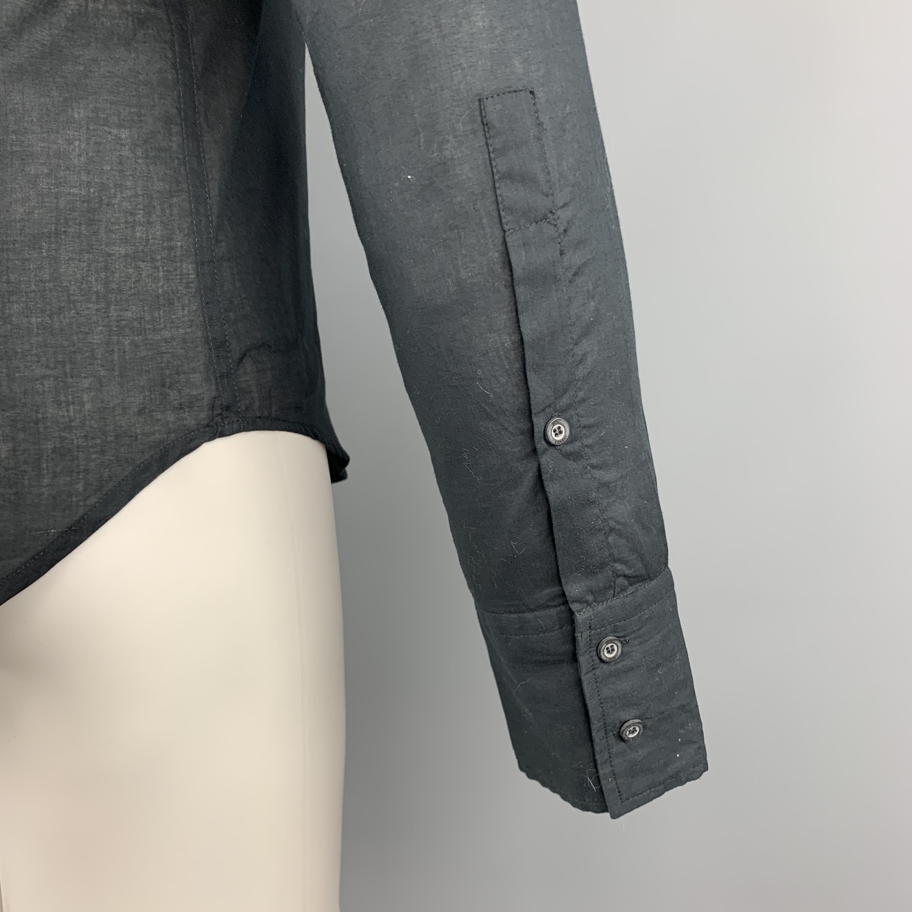 Men's JUST CAVALLI Size M Embellishment Black Cotton Button Up Long Sleeve Shirt