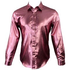 Just Cavalli - Camicia a maniche lunghe in misto poliestere metallizzato rosa metallizzato Taglia S