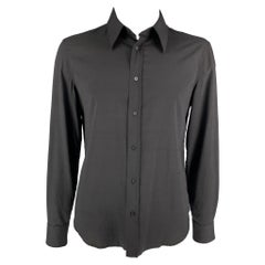 Just Cavalli - Camicia a maniche lunghe con bottoni in seta nera taglia XL
