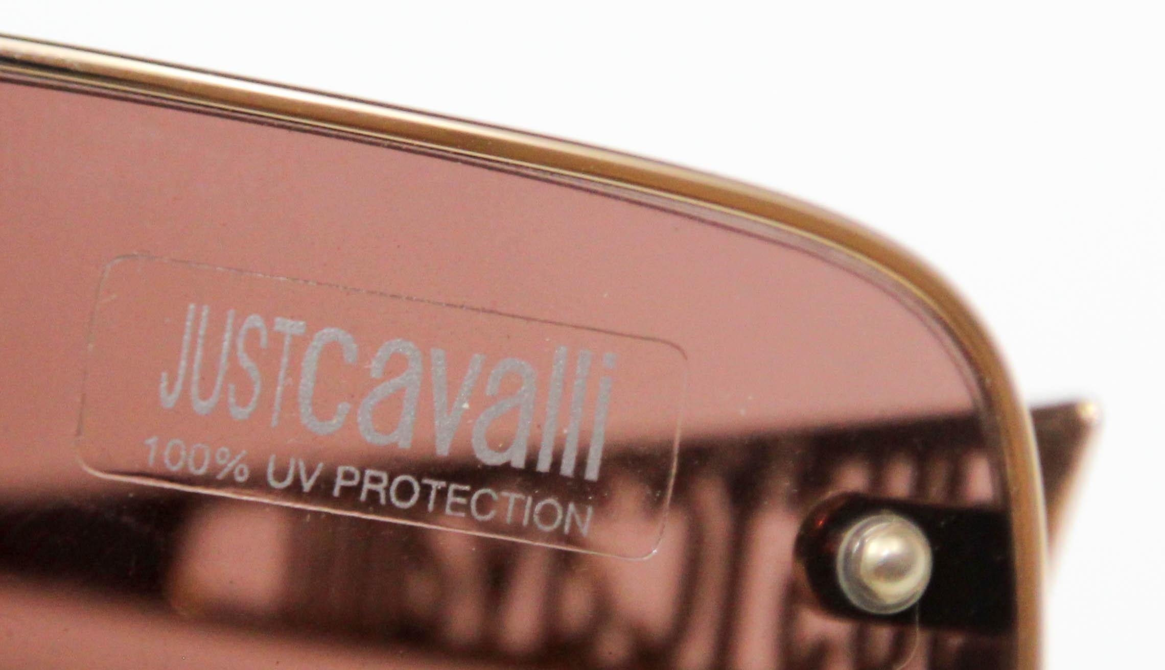 Just Cavalli Lunettes de soleil rectangulaires enveloppantes or Italie en vente 5