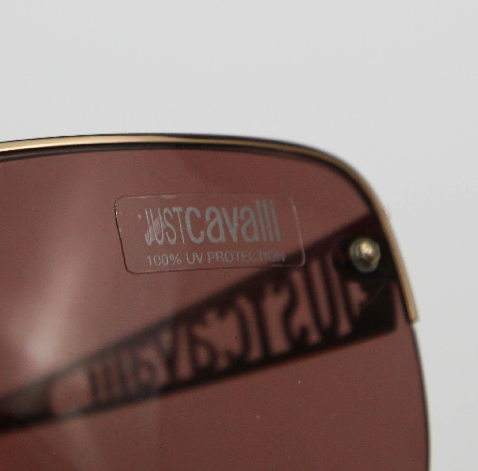 Just Cavalli Lunettes de soleil rectangulaires enveloppantes or Italie en vente 7