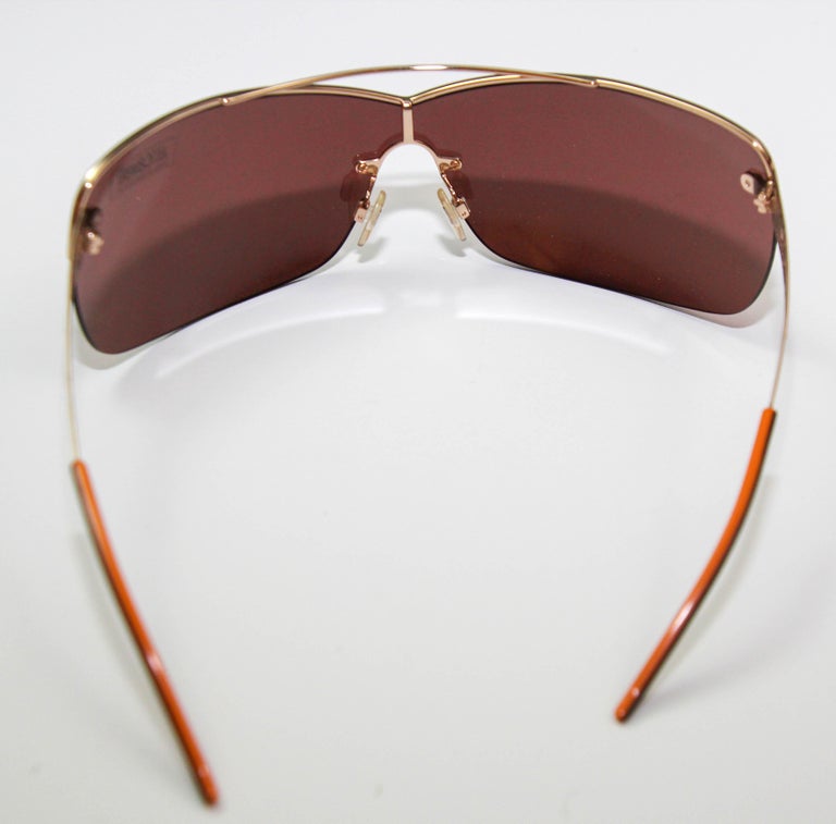 Just Cavalli Sunglasses Rectangular Wrap Gold Italy For Sale  display picture 2