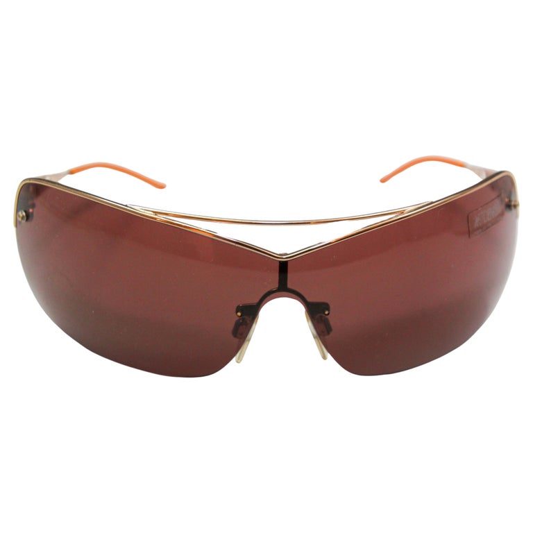 Just Cavalli Sunglasses Rectangular Wrap Gold Italy For Sale  display picture 2