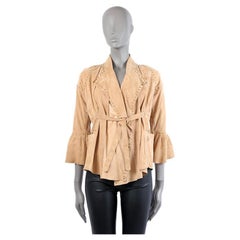 JUST CAVALLI tan suede STUDDED DRAPED BELTED Jacket 40 S