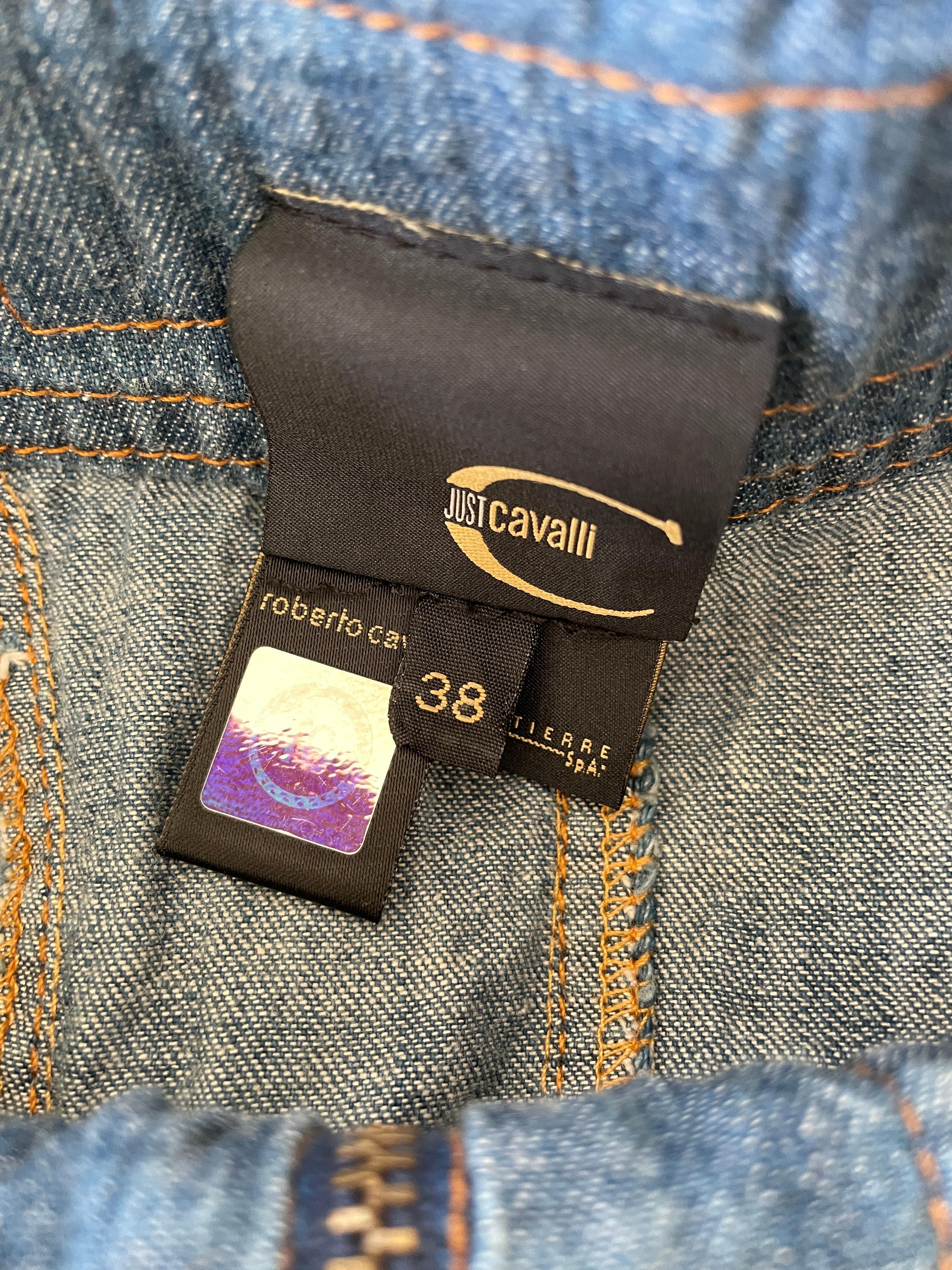 Just Cavalli Blaues trägerloses Denim-Minikleid aus Jeans von Roberto Cavalli im Angebot 6