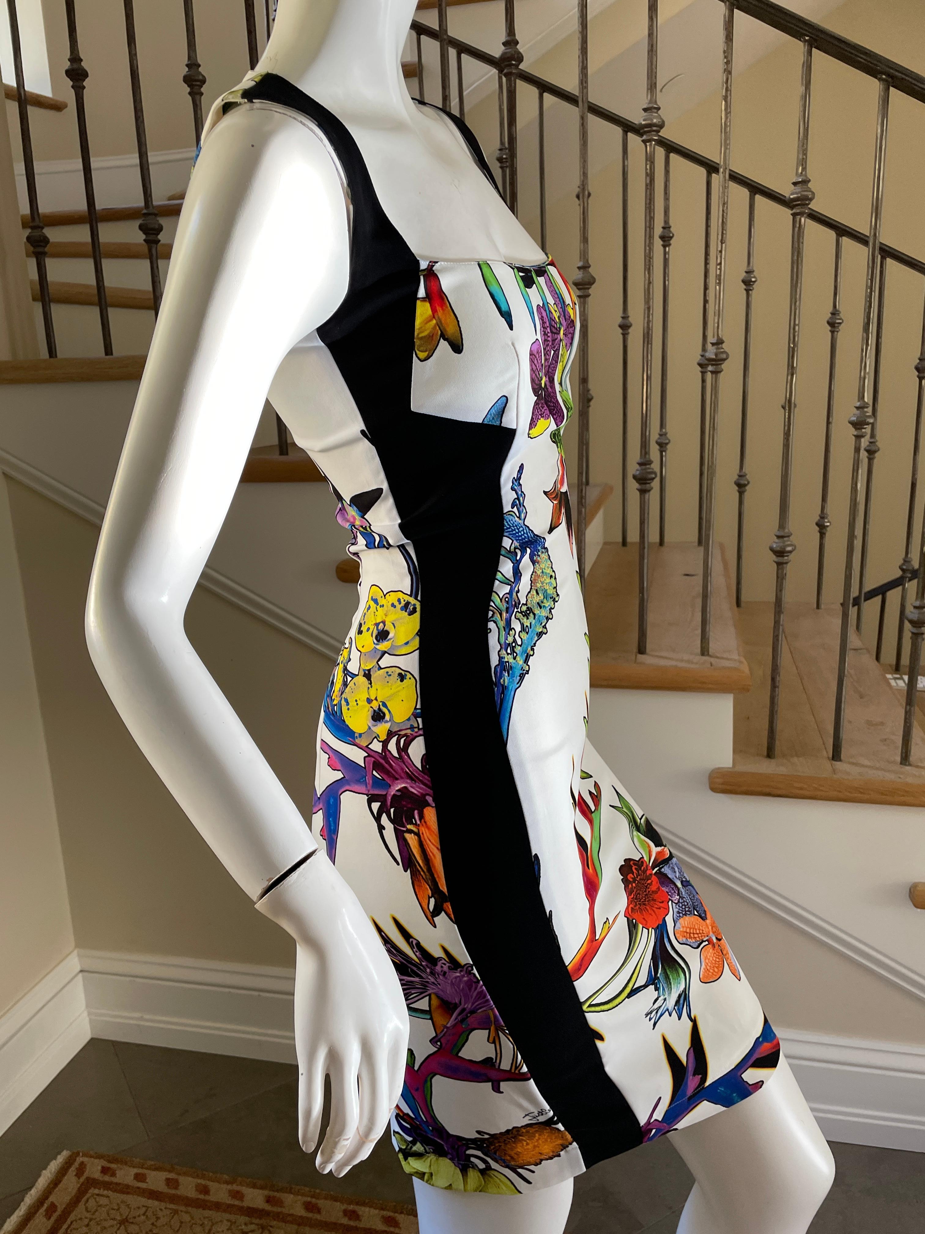 Gray Just Cavalli Vintage Floral Cocktail Dress by Roberto Cavalli For Sale