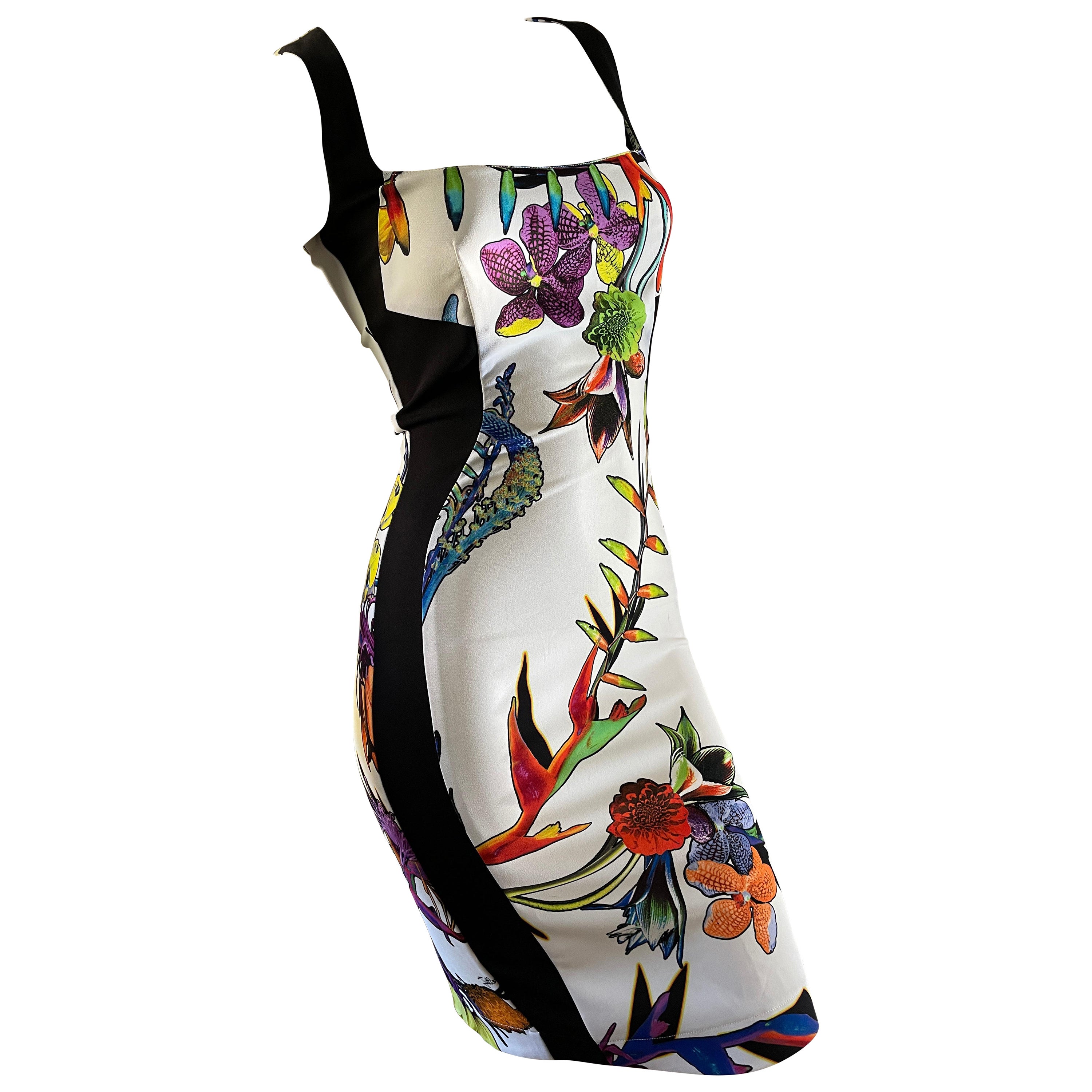 Just Cavalli: Vintage-Cocktailkleid mit Blumenmuster von Roberto Cavalli im Angebot