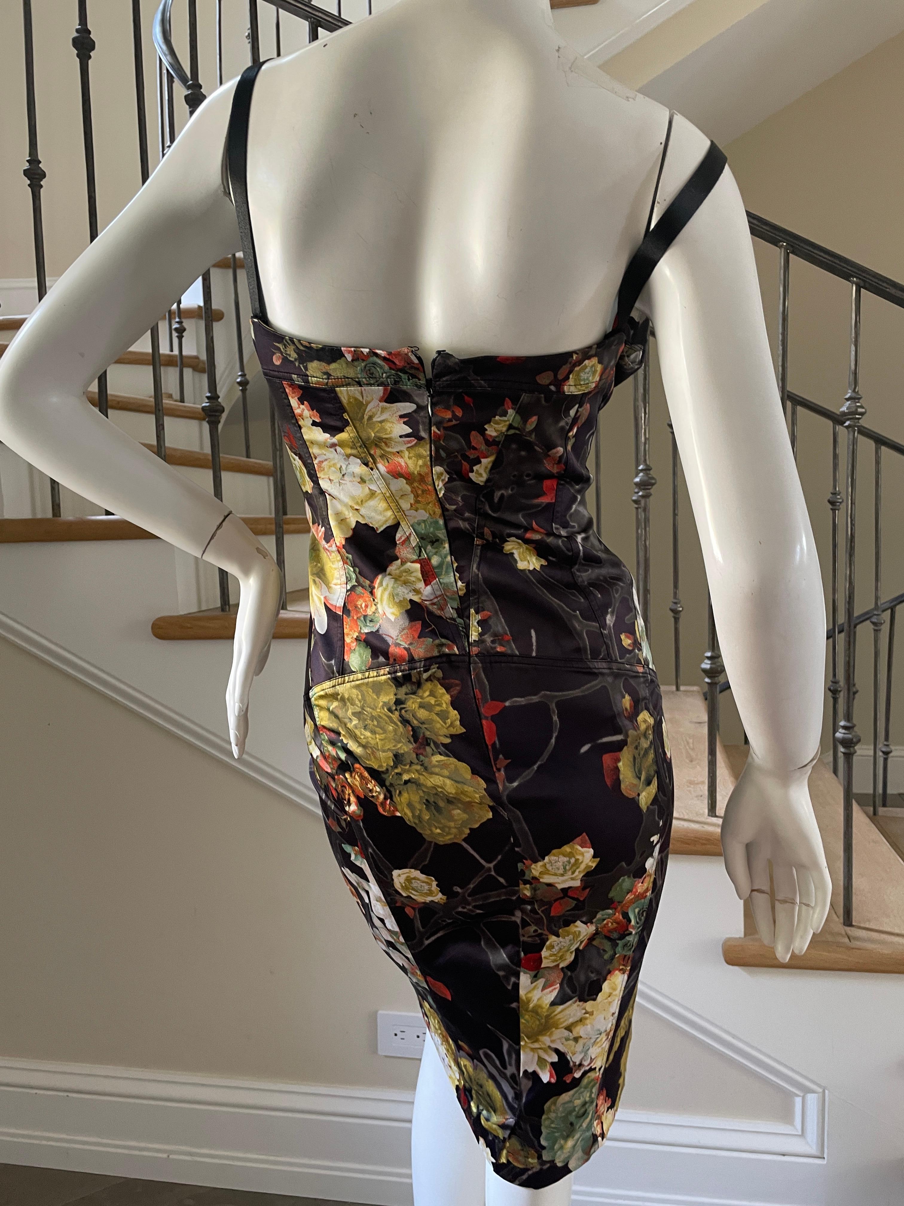 Just Cavalli Vintage Floral Pattern Cocktail Dress by Roberto Cavalli  For Sale 1